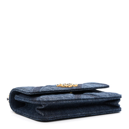 Chanel Denim Quilted Chanel 19 Flap Phone Holder With Chain Blue 4 of 10