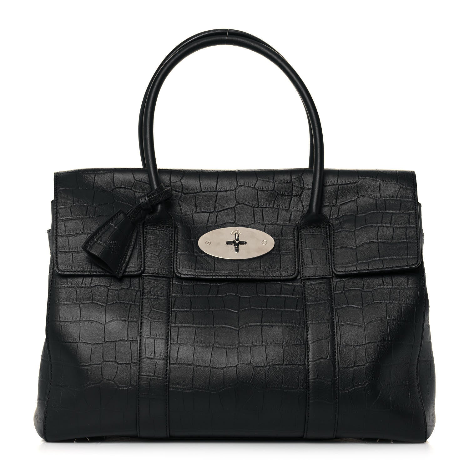 Mulberry Calfskin Crocodile Embossed Bayswater Black 1 of 12