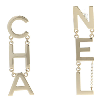 Chanel Metal Cha-Nel Logo Drop Earrings Gold 1 of 6