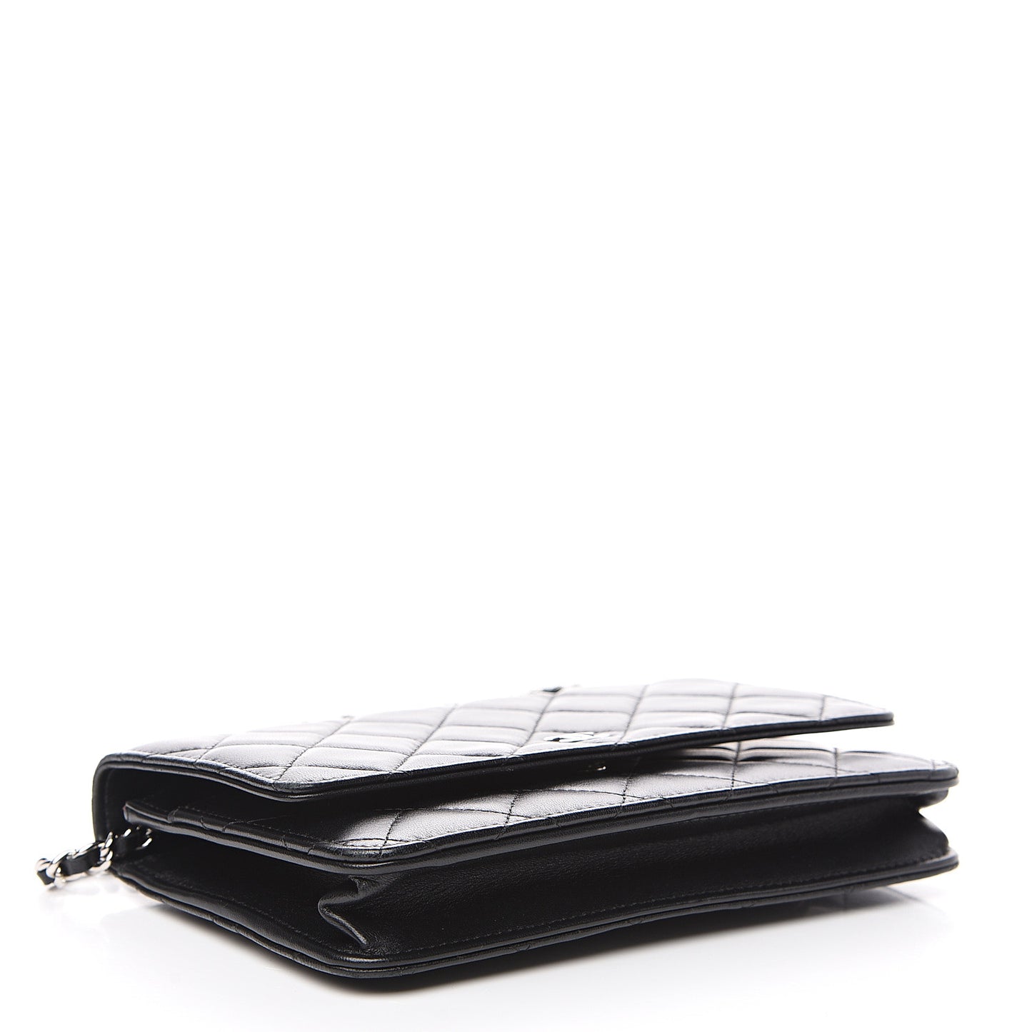 Lambskin Quilted Wallet On Chain WOC Black