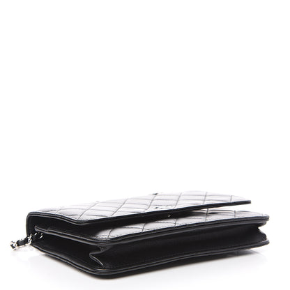 Chanel Lambskin Quilted Wallet On Chain WOC Black 3 of 12