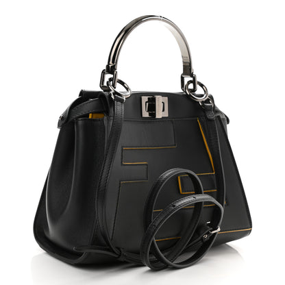 Fendi Nappa FF Mini Peekaboo Iconic Satchel Black Sunflower 3 of 8