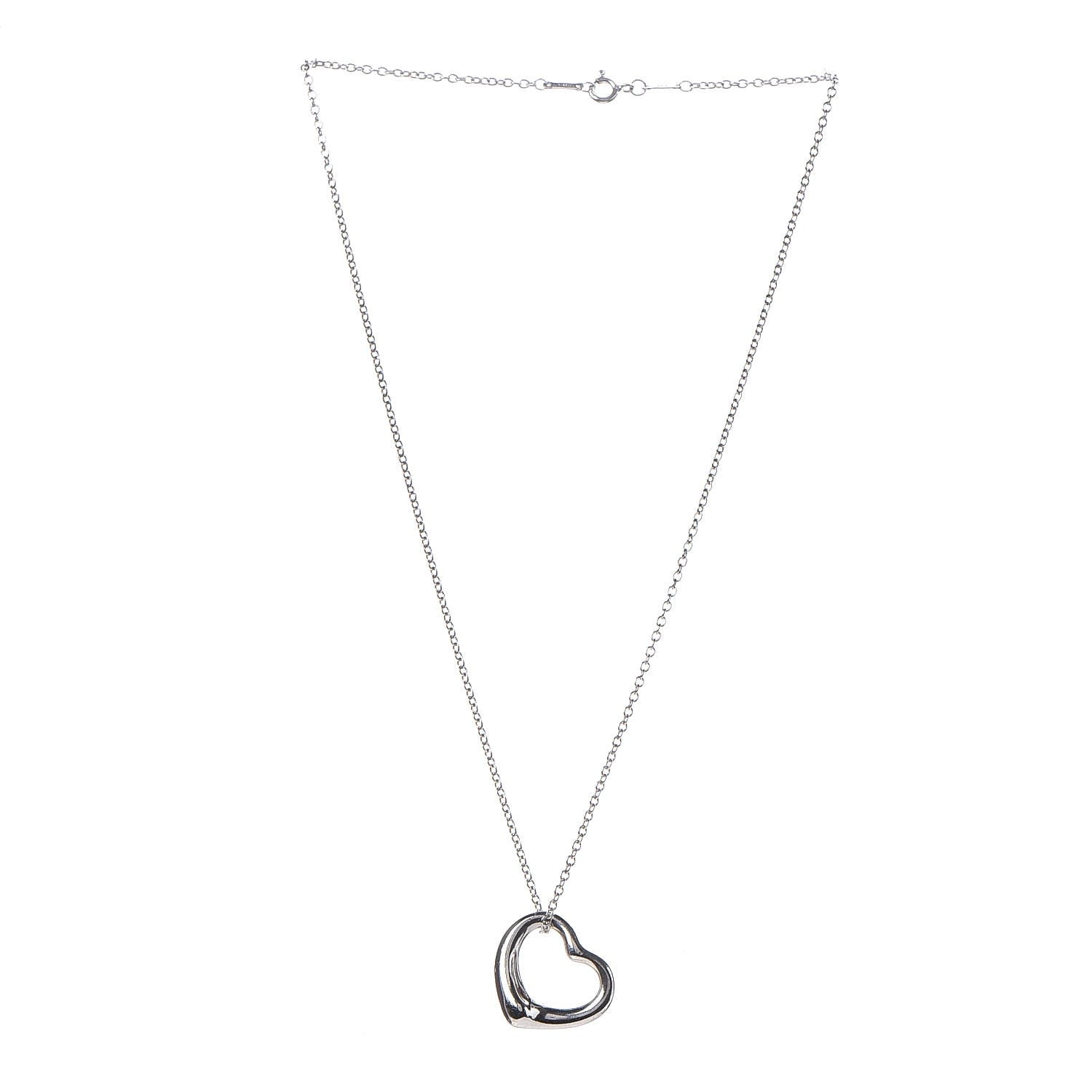 Tiffany Sterling Silver 22mm Elsa Peretti Open Heart Pendant Necklace 3 of 7