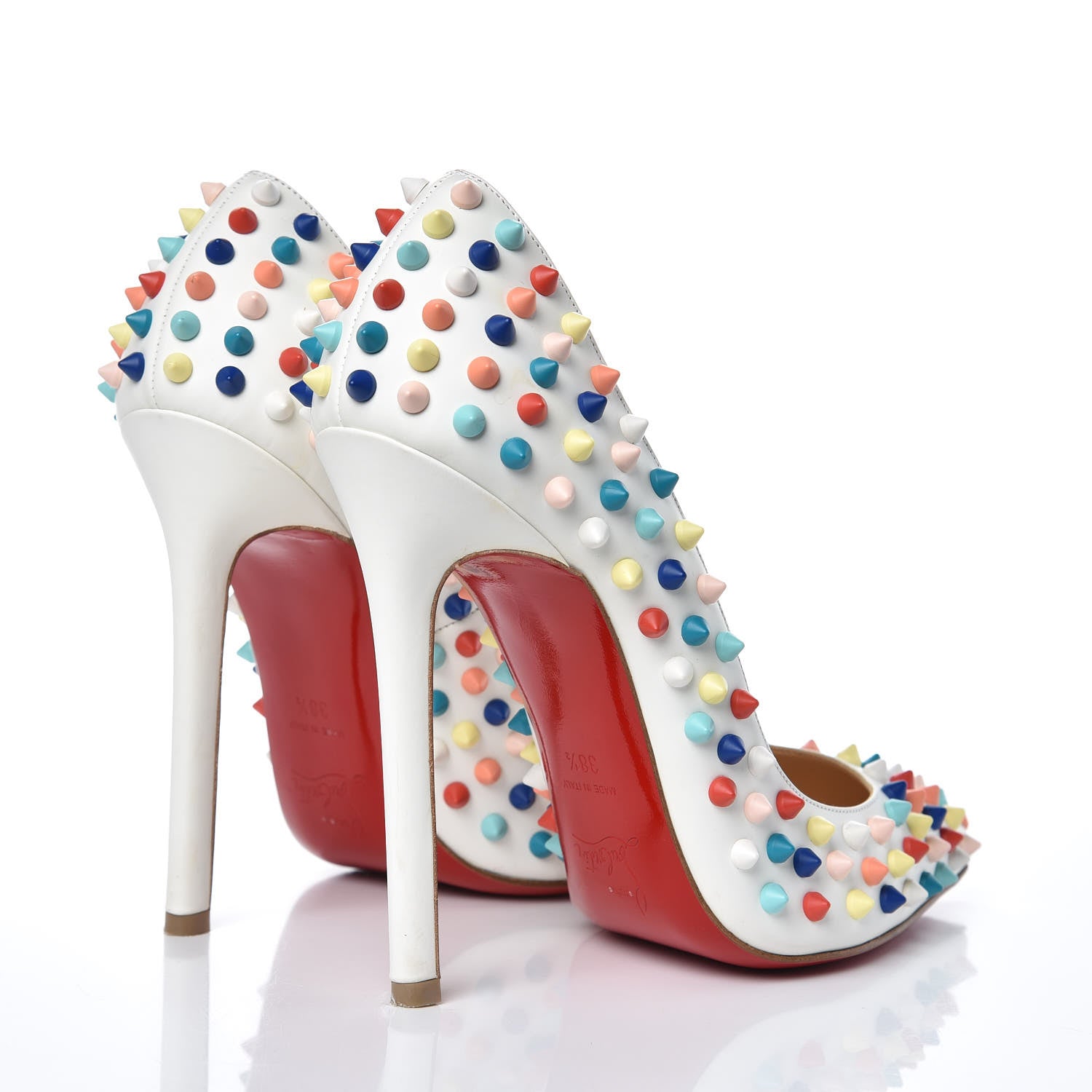 Christian Louboutin Gomme Pigalle Spikes 120 Pumps 38.5 White Multicolor 4 of 15