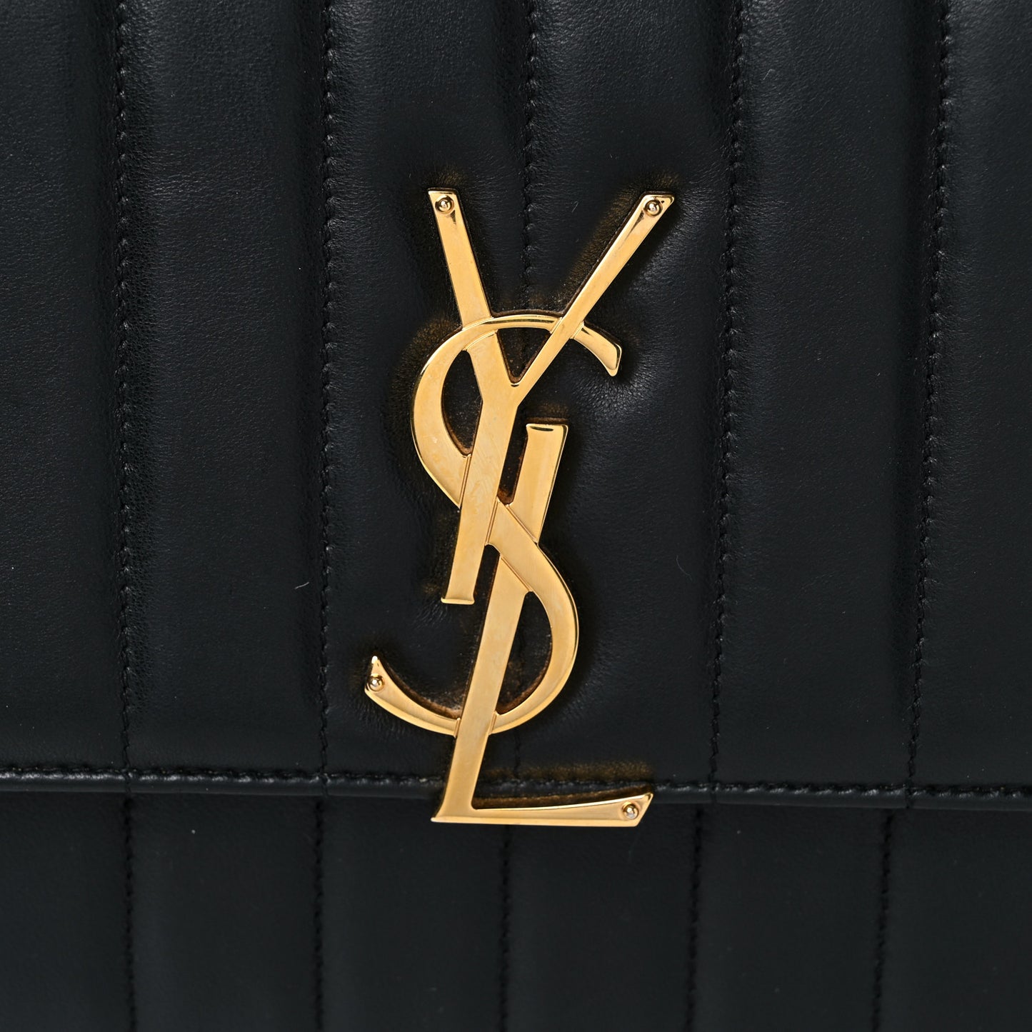 Lambskin Matelasse Monogram Vicky Chain Wallet Black