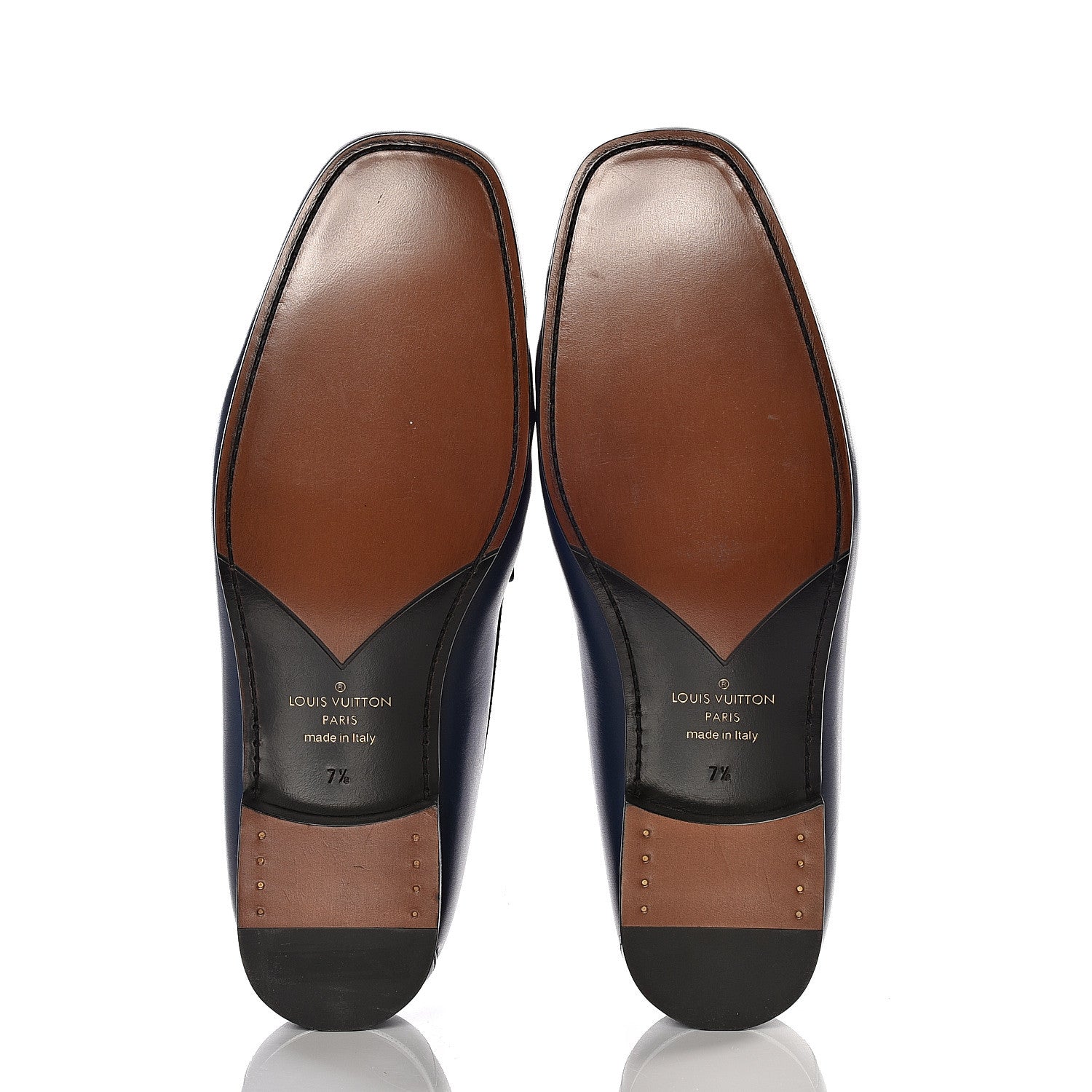 Louis Vuitton Calfskin Mens Montaigne Loafers 7.5 Blue 6 of 12