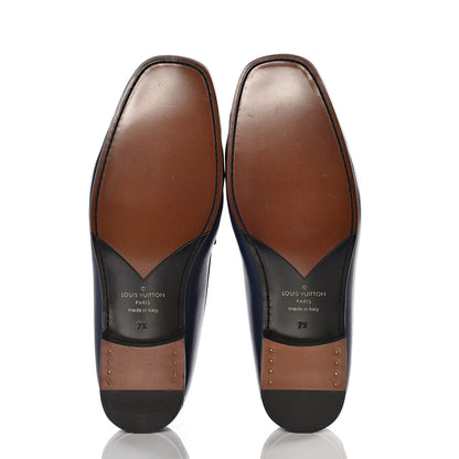 Louis Vuitton Calfskin Mens Montaigne Loafers 7.5 Blue 6 of 12