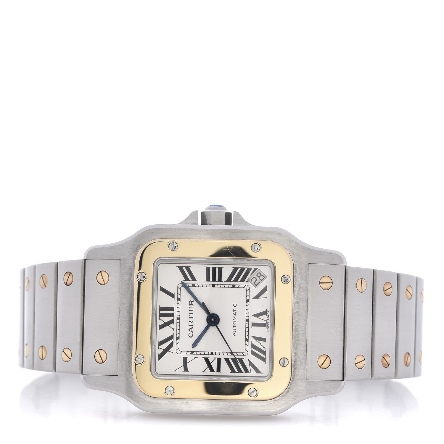 Cartier Stainless Steel 18K Yellow Gold 32mm Santos De Galbee Automatic Watch 3 of 5