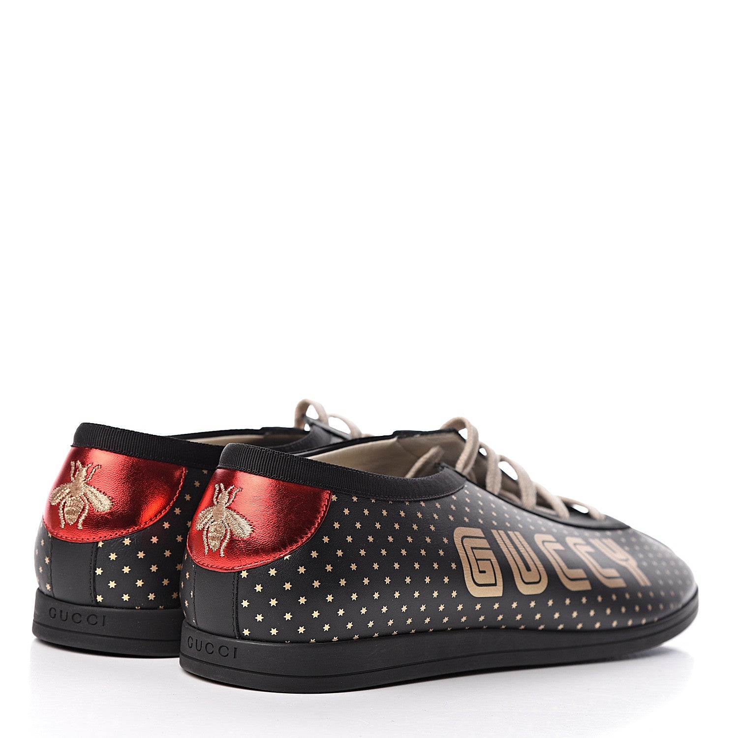 Gucci X SEGA Calfskin GUCCY Stars Mens Falacer Sneakers 10 Black 4 of 14