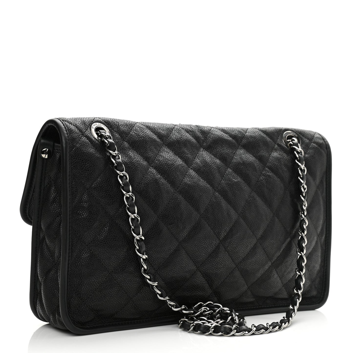 Caviar Quilted Medium French Riviera Flap Black