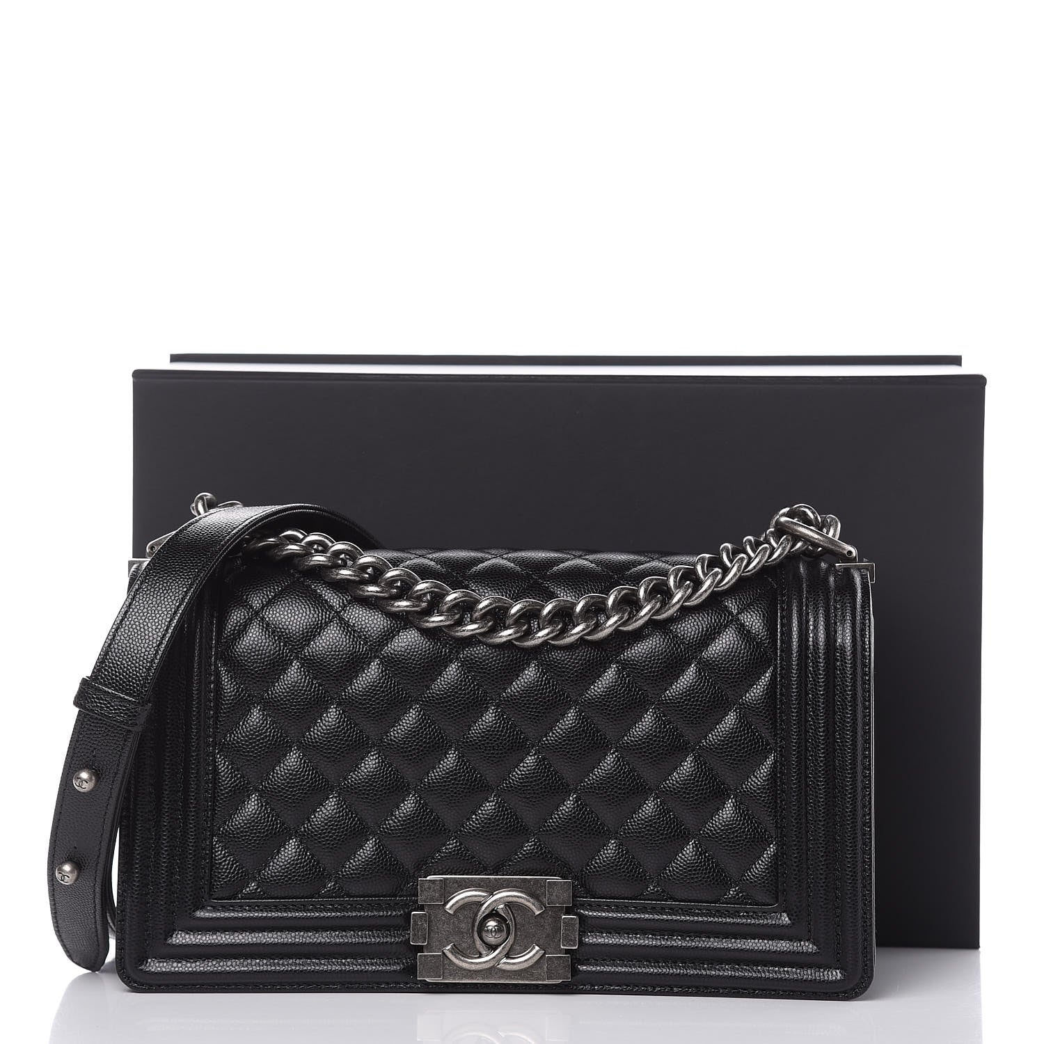 Chanel Caviar Quilted Medium Boy Flap Black 10 of 10