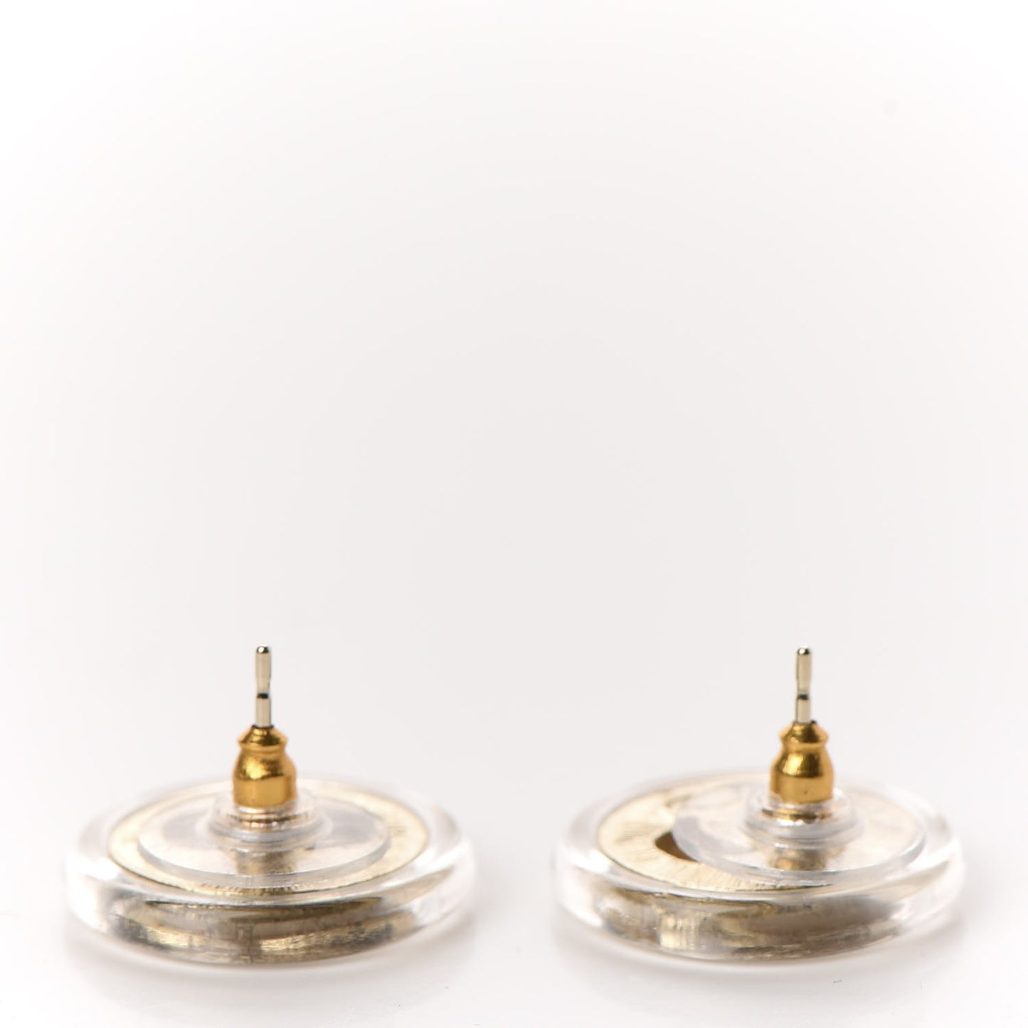Pearl Crystal CC Round Earrings Gold