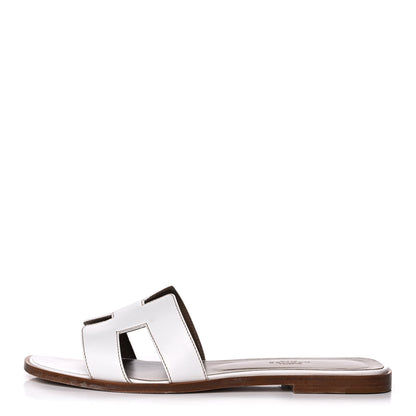 Hermes Box Calfskin Oran Sandals 40 White 1 of 11