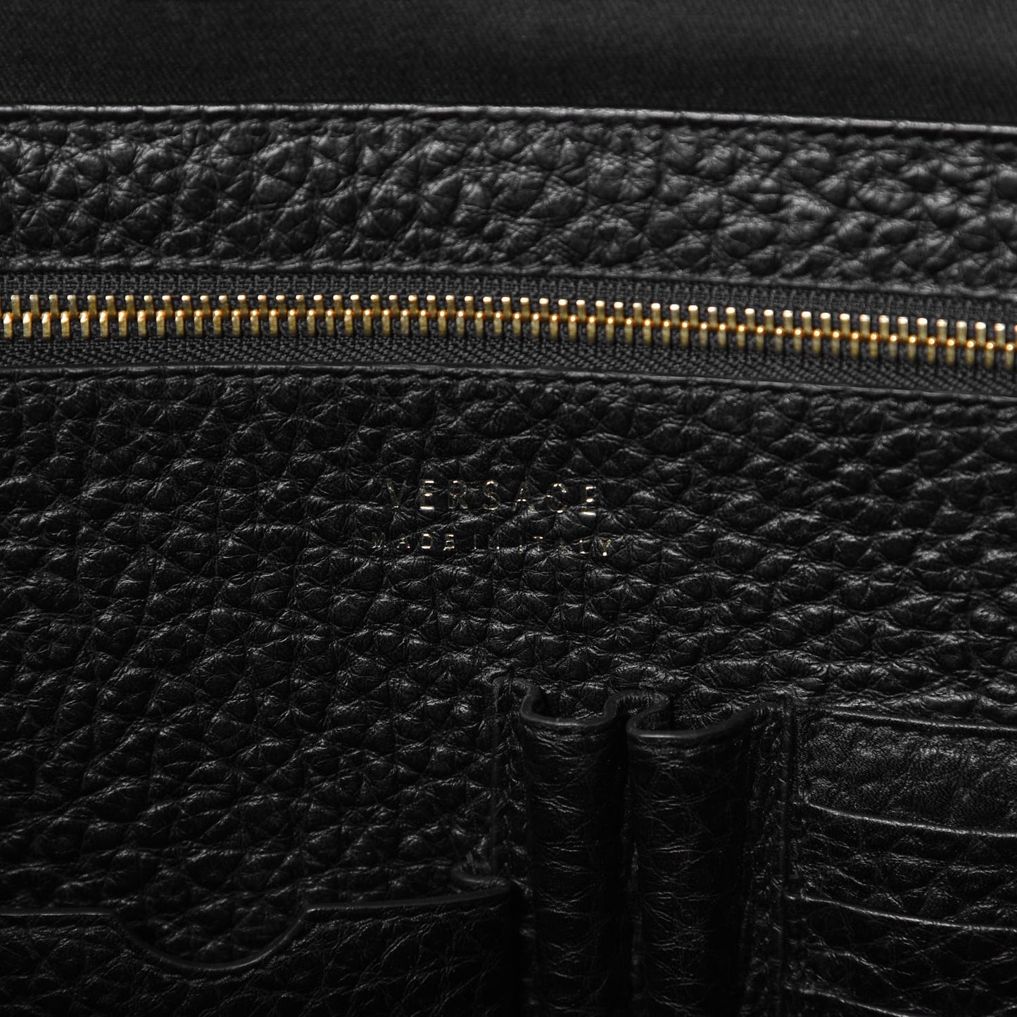 Grained Calfskin Palazzo Medusa Convertible Backpack Black