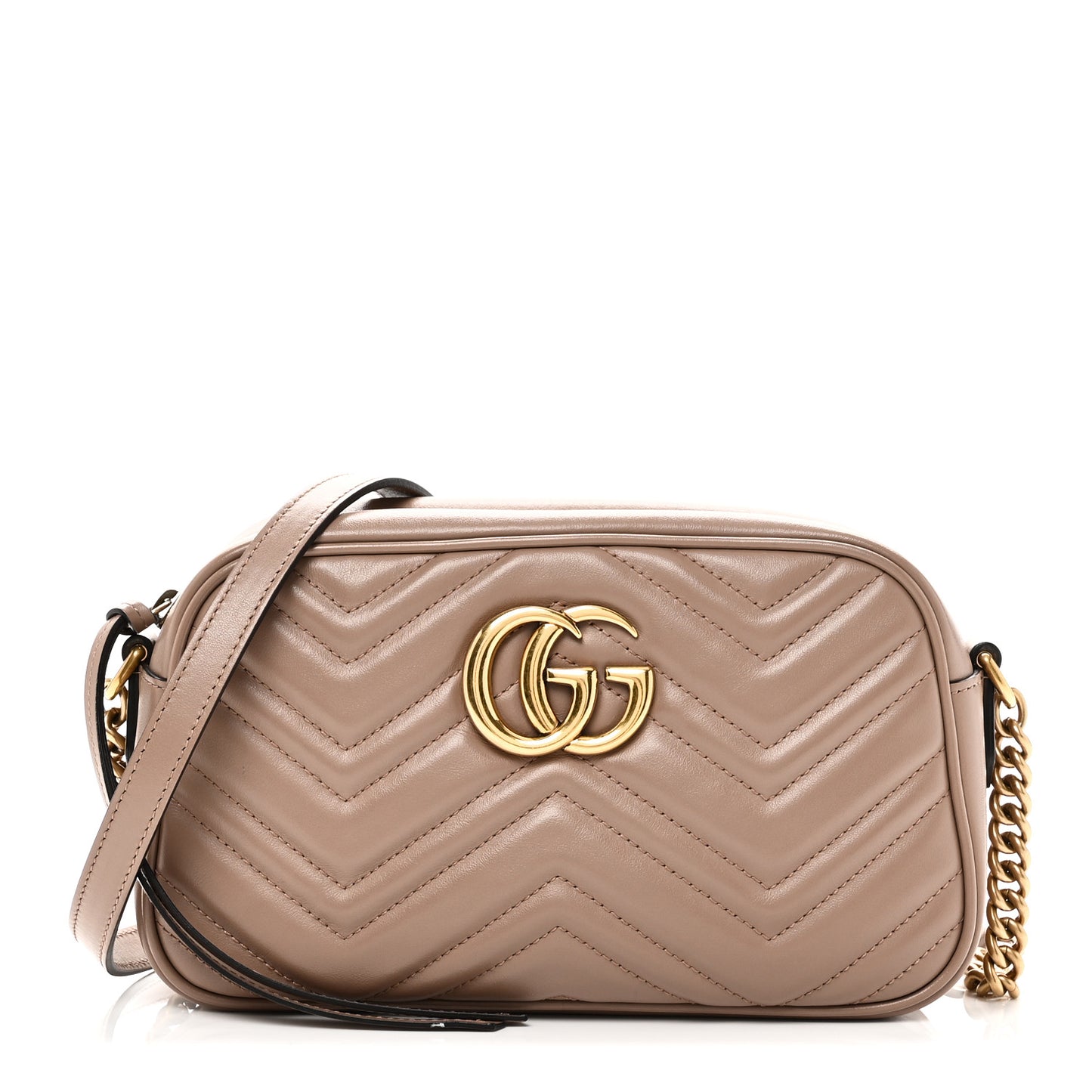 Calfskin Matelasse Small GG Marmont Chain Shoulder Bag Porcelain Rose