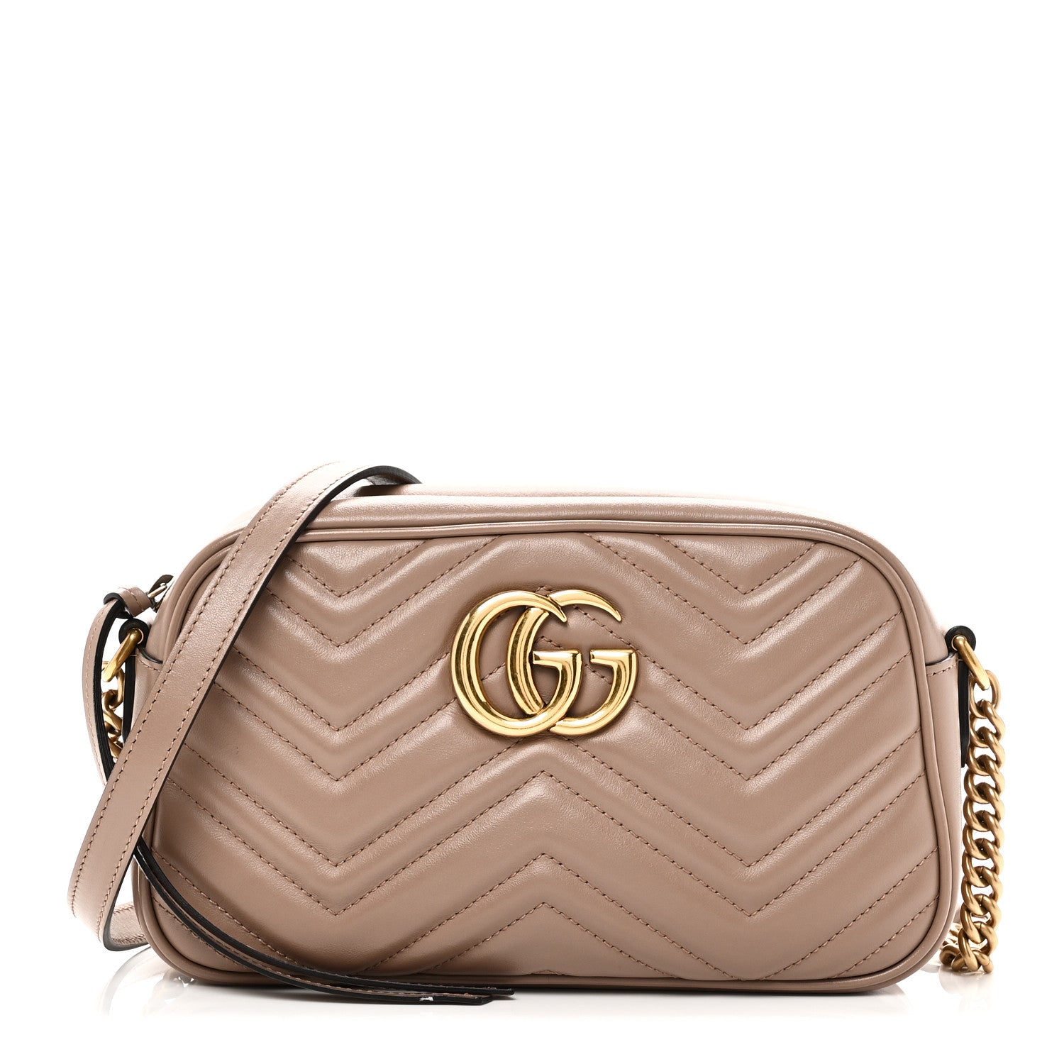 Gucci Calfskin Matelasse Small GG Marmont Chain Shoulder Bag Porcelain Rose 1 of 10