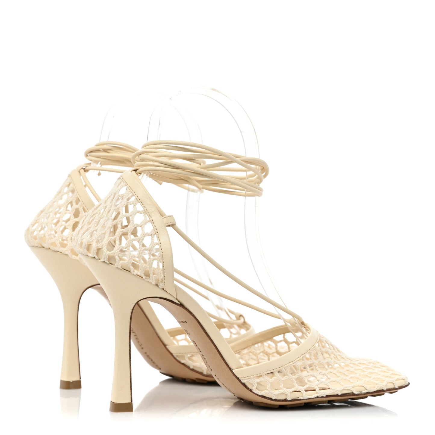 Mesh Nappa Stretch Ankle Tie Sandals 39 Toile