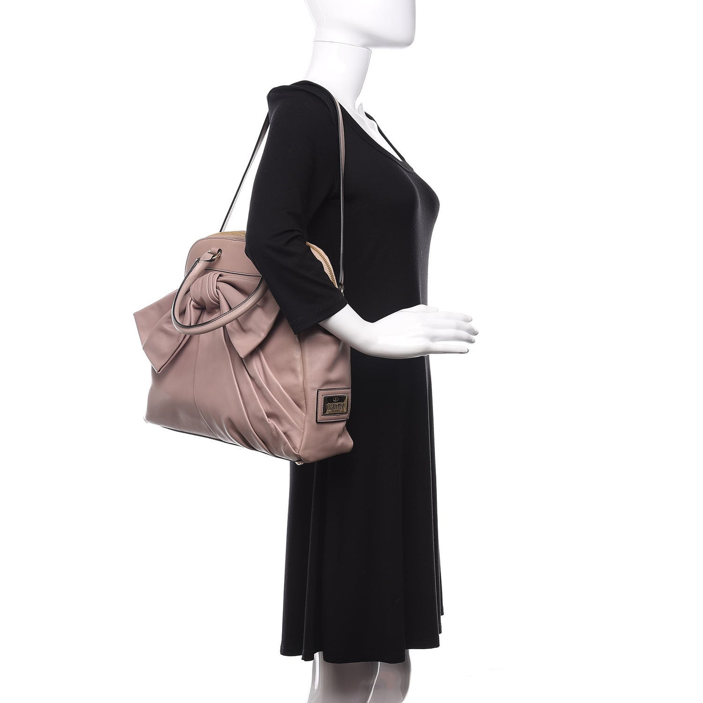 Nappa Bow Dome Tote Blush Nude