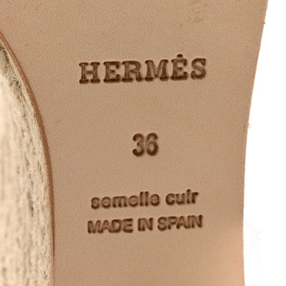 Hermes Calfskin Tivoli Espadrille Wedge Sandals 36 White 7 of 11
