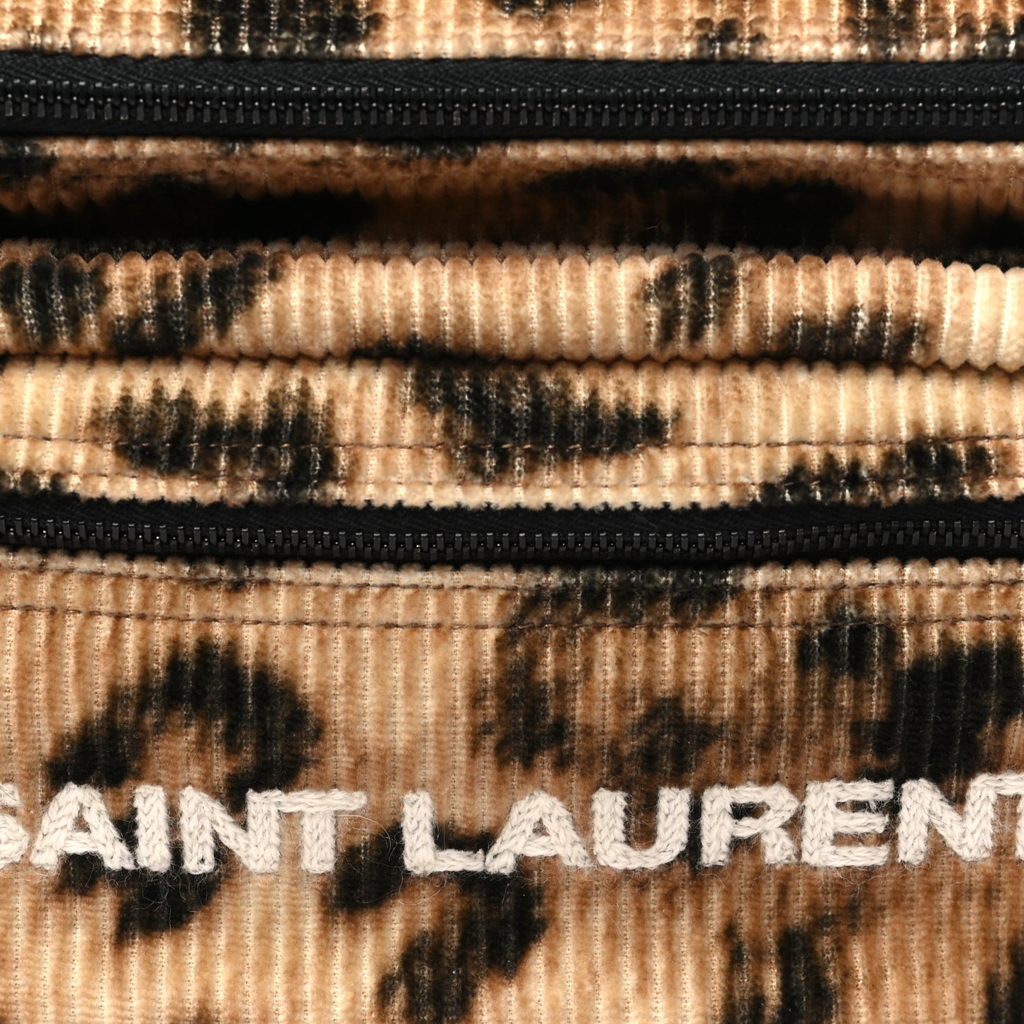 Corduroy Leopard Print Belt Bag Beige Black