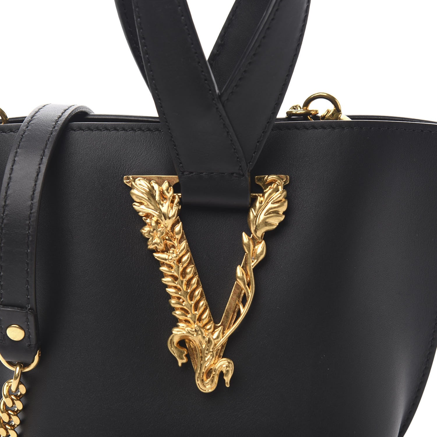 Versace Vitello Mini Virtus Bucket Bag Black 8 of 8