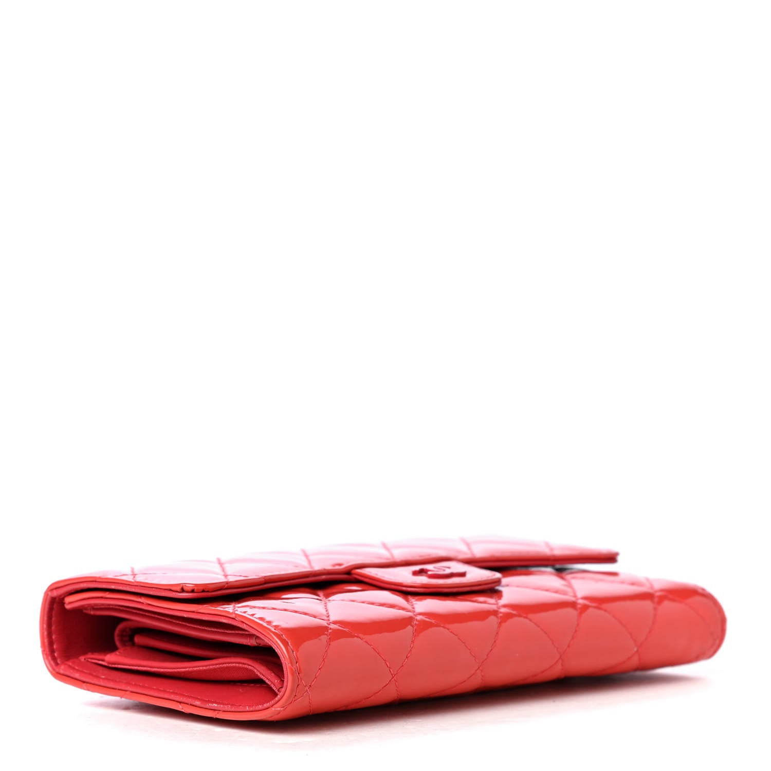 Chanel Patent Quilted Large Flap Wallet Coral 3 of 4