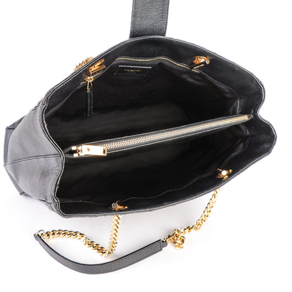 Saint Laurent Grain De Poudre Matelasse Chevron Monogram Shopping Bag Black 5 of 8
