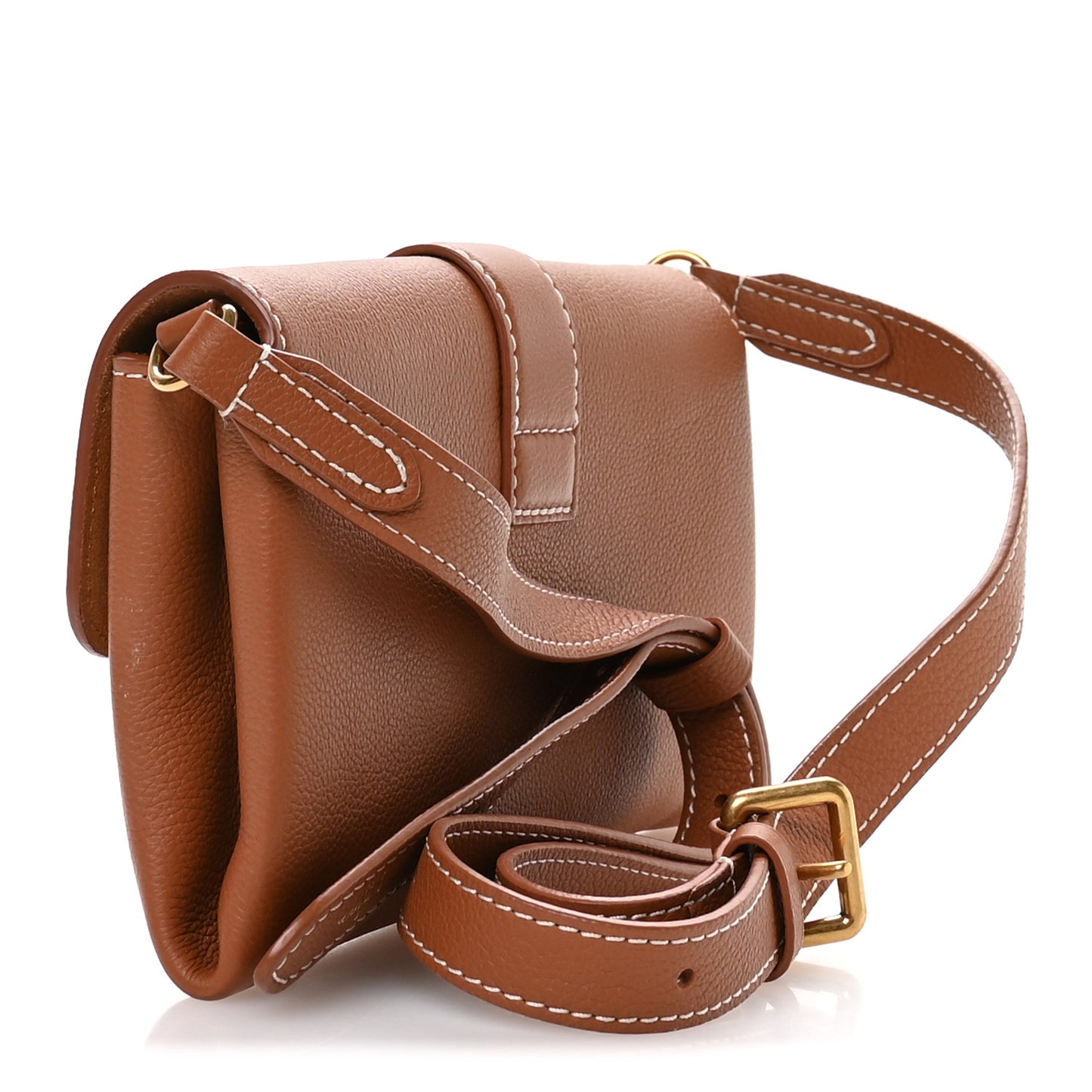 Grained Calfskin Low Key Wallet On Chain Cognac