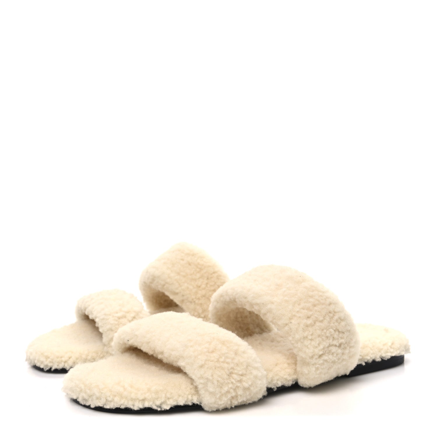 Saint Laurent Shearling Mens Bleach Flat Slide Sandals 43 Naturale 4 of 10
