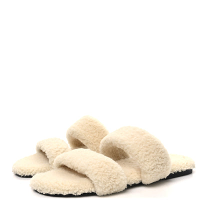 Saint Laurent Shearling Mens Bleach Flat Slide Sandals 43 Naturale 4 of 10