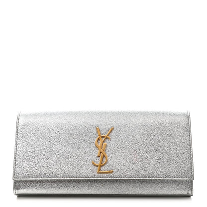 Saint Laurent Textured Metallic Calfskin Classic Monogram Cassandre Clutch Silver 1 of 13