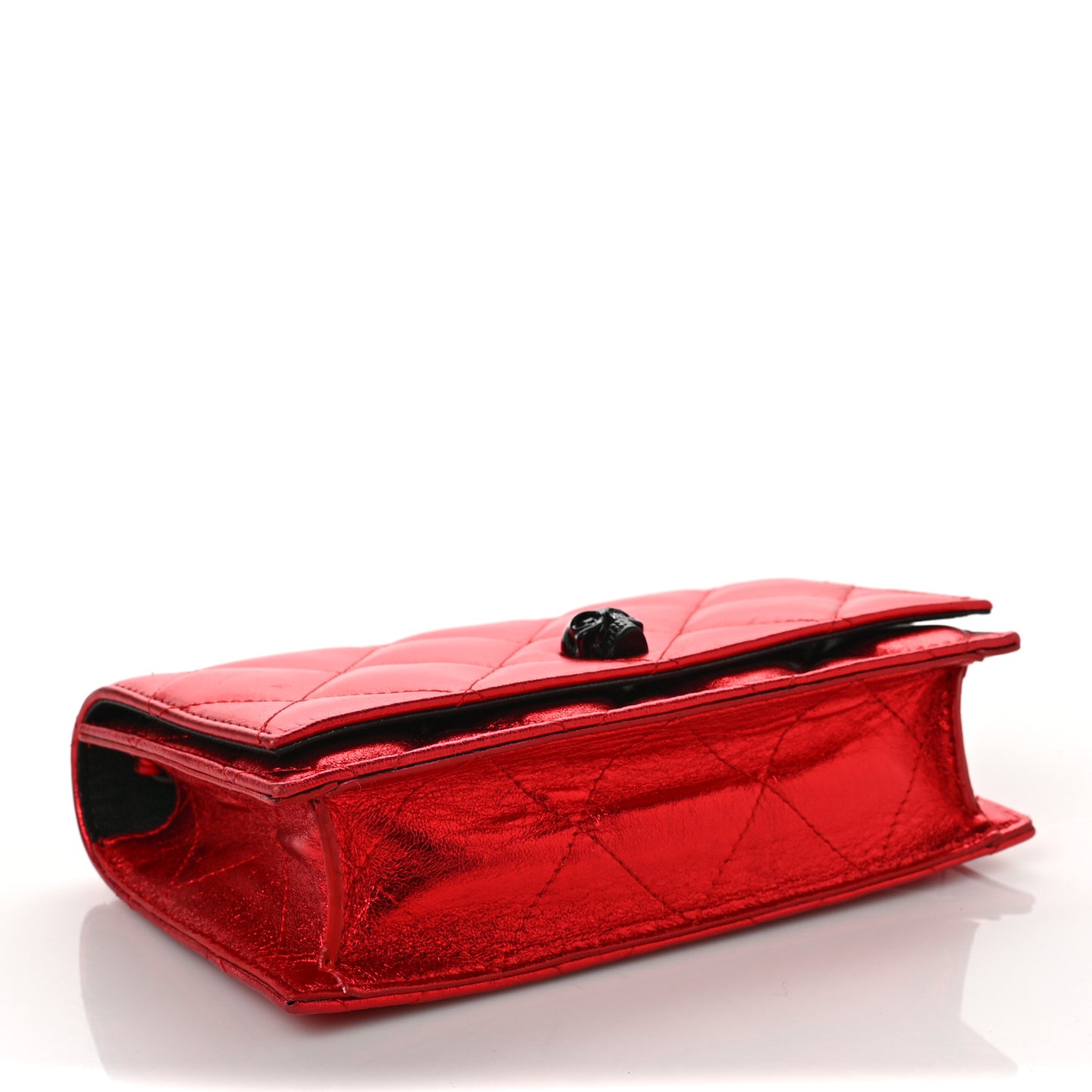 Calfskin Quilted Skull Small Chain Crossbody Bag Red