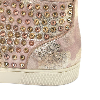 Christian Louboutin Metallic Crinkled Nappa Womens Louis Spikes Flat Sneakers 38.5 Rose Gold Multicolor 14 of 16