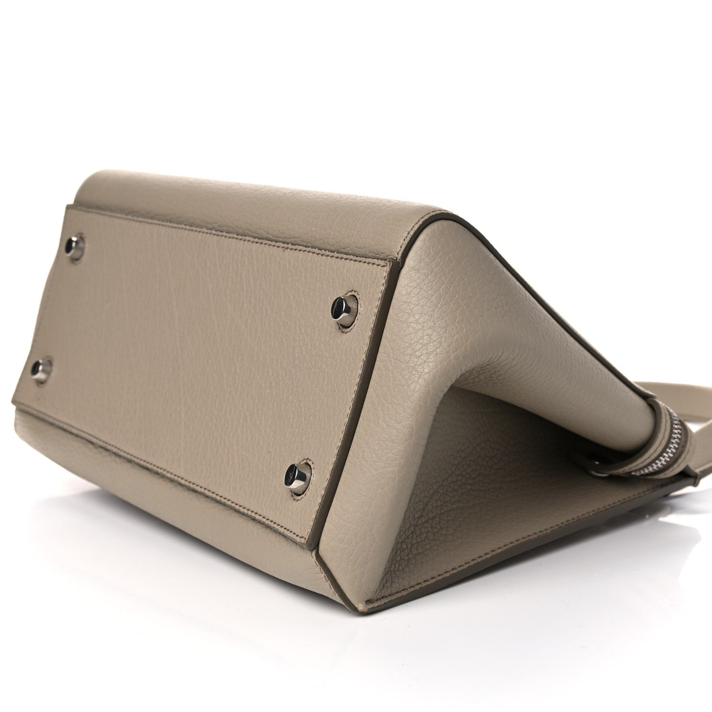 Crisped Calfskin Medium Edge Shoulder Bag Light Taupe