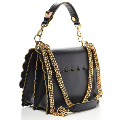 Fendi Vitello Liberty Scalloped Studded Kan I Shoulder Bag Black 4 of 13