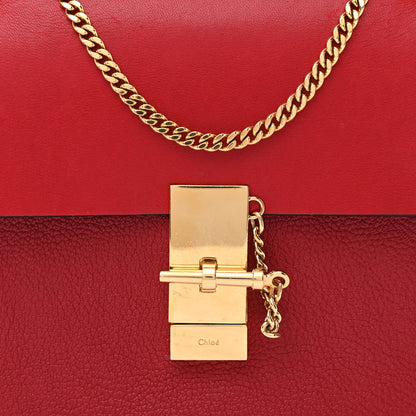 Chloe Grained Calfskin Lambskin Drew Shoulder Bag Red 8 of 11
