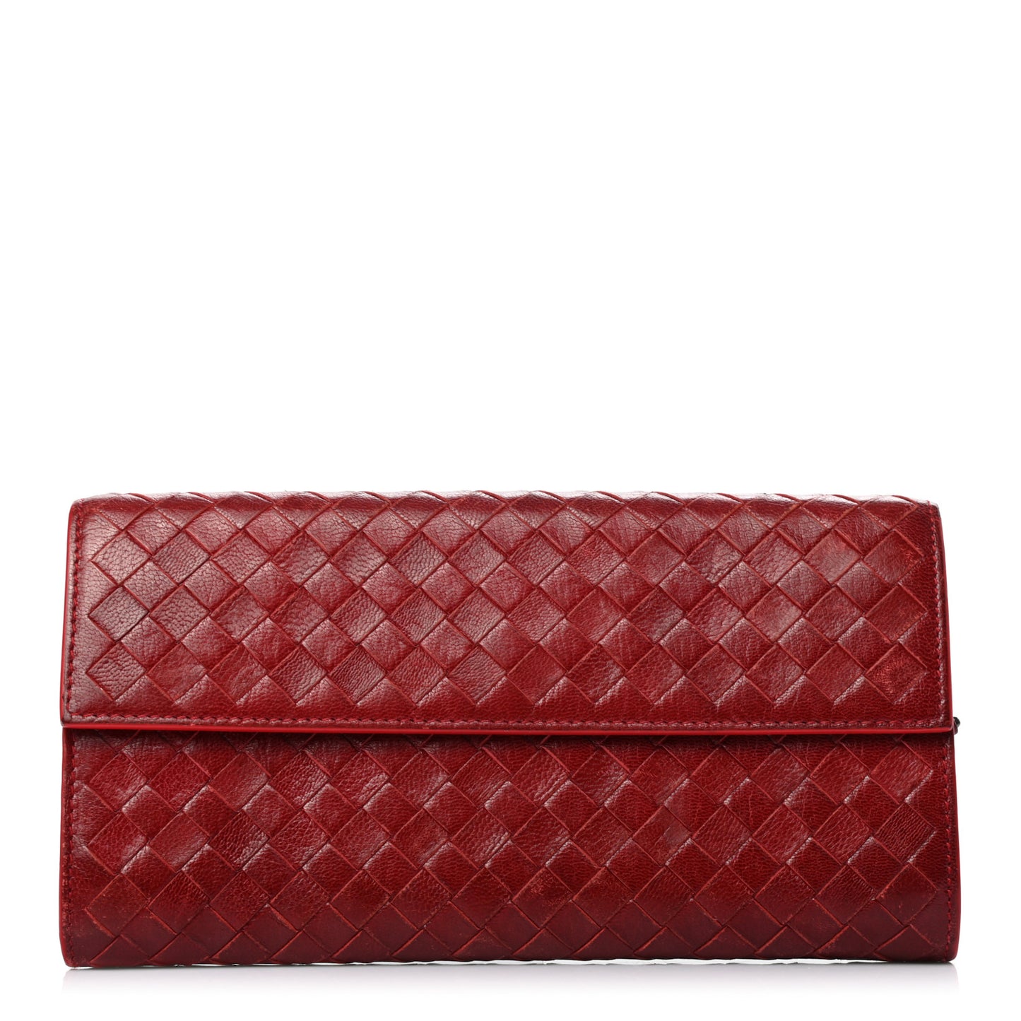Nappa Intrecciato Continental Flap Wallet Cassis