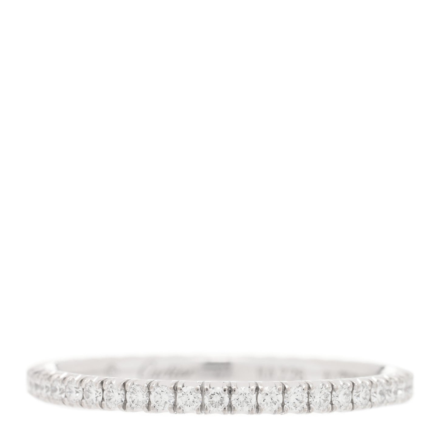 18K White Gold Diamond 1.5mm Etincelle de Cartier Wedding Band Ring 47 4