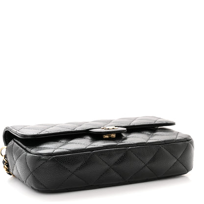 Chanel Caviar Quilted Flap Phone Holder With Chain Black 4 of 13