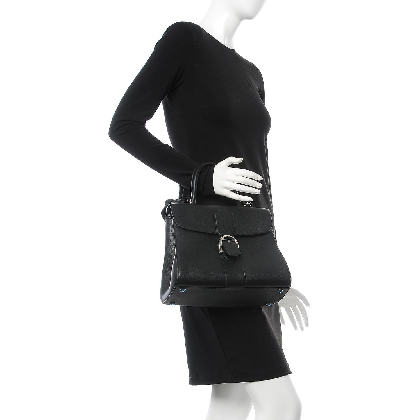 Grained Calfskin MM Brillant Satchel Black