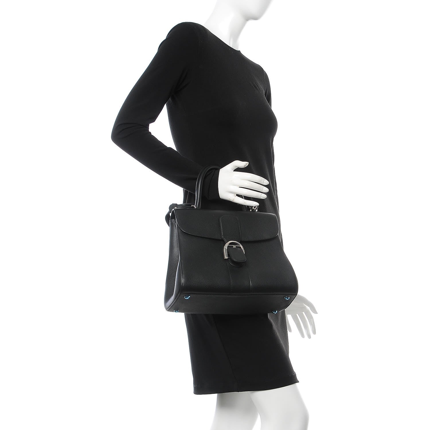Delvaux Grained Calfskin MM Brillant Satchel Black 3 of 11