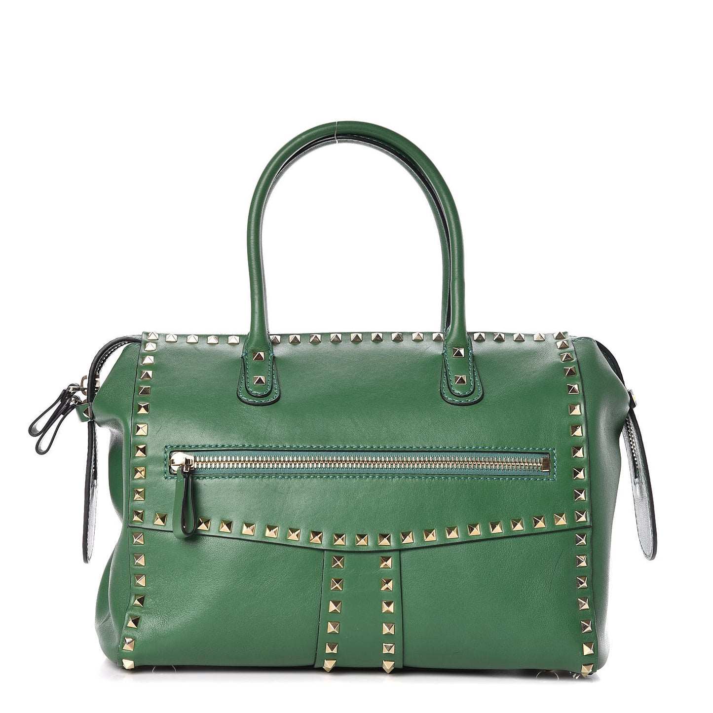 VALENTINO Vitello Rockstud Top Handle Satchel Pop Green