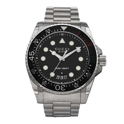 Gucci Stainless Steel 45mm Dive Quartz Watch Black 1 of 5