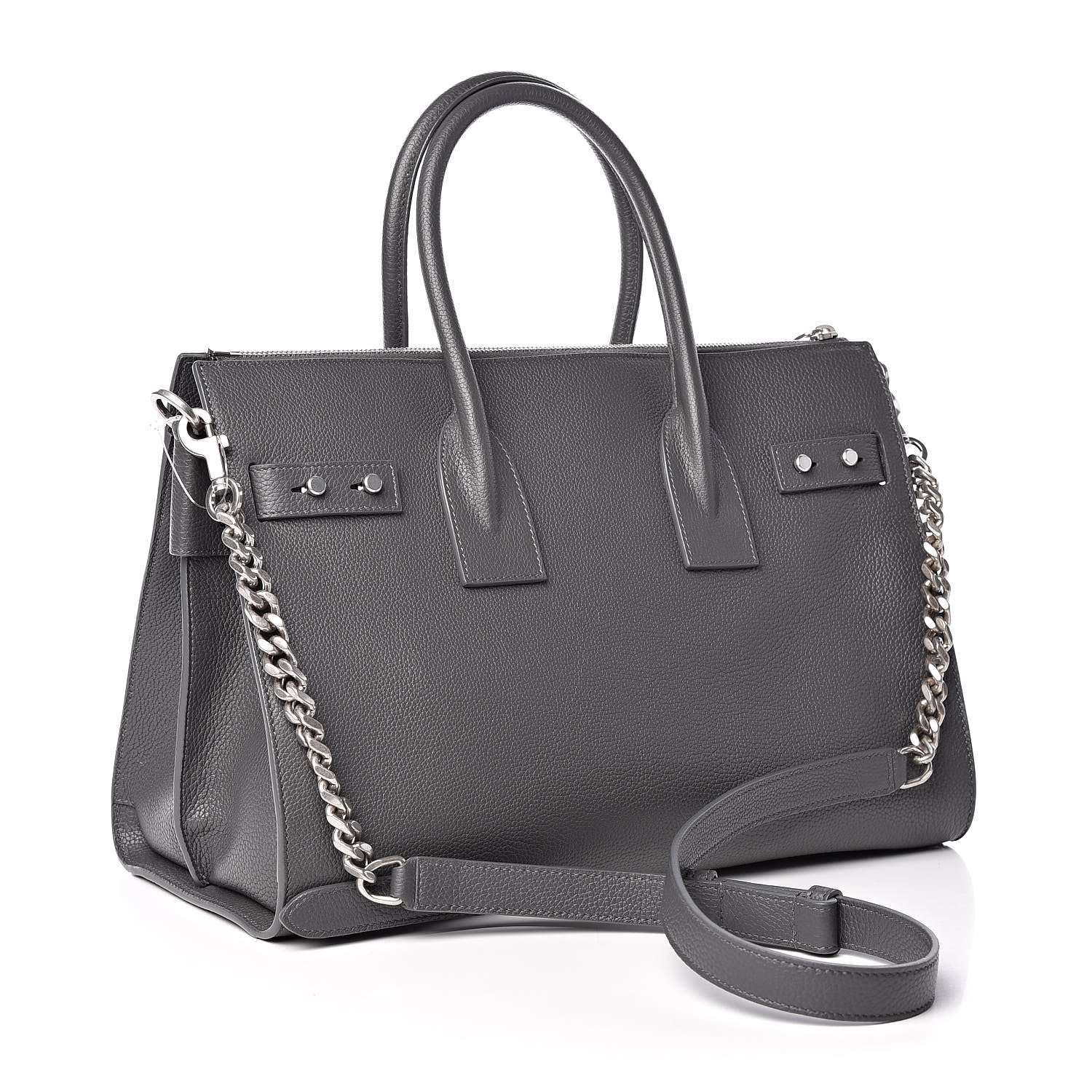 Saint Laurent Grained Calfskin Small Supple Sac De Jour Grey 3 of 15