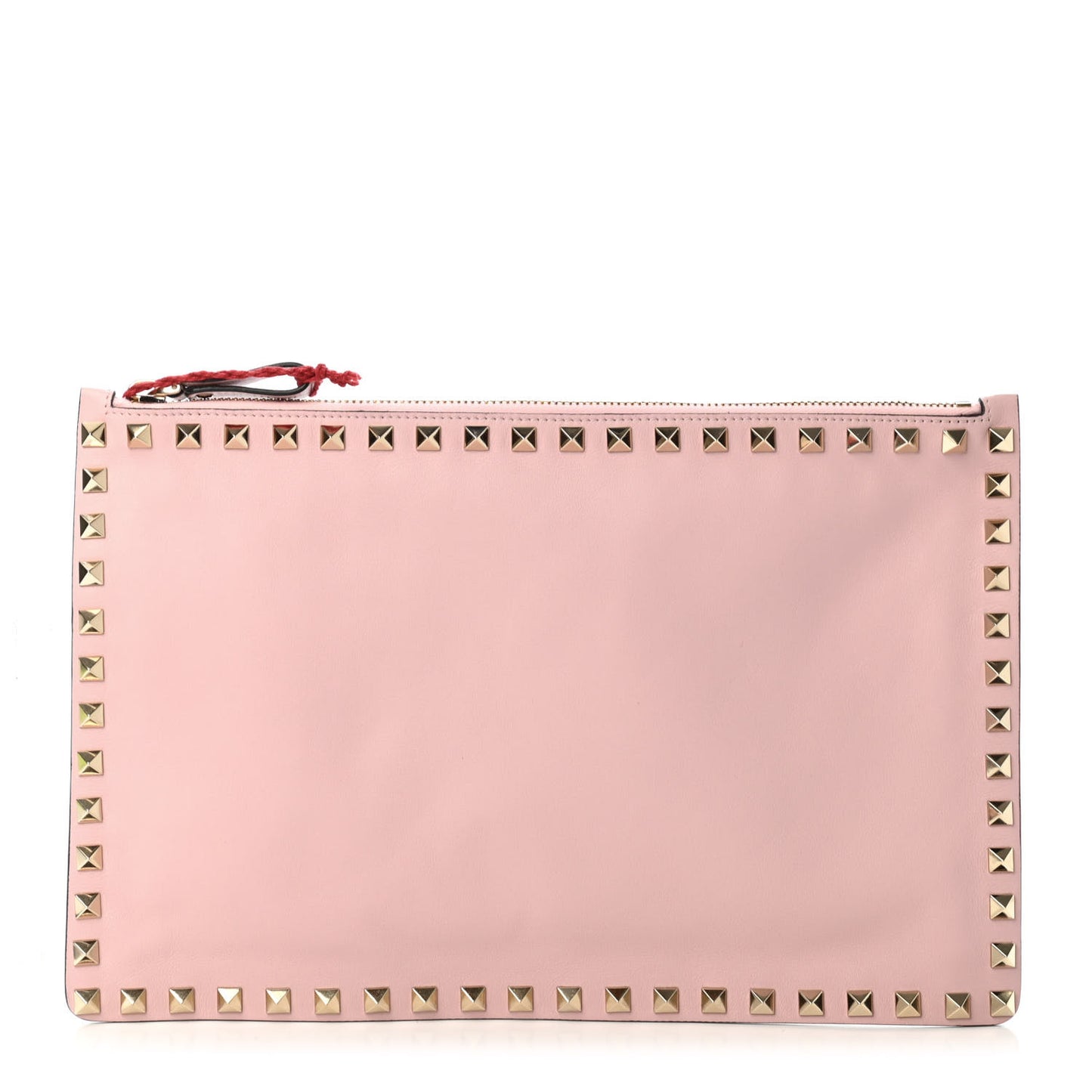 Vitello Large Rockstud Zip Pouch Water Rose