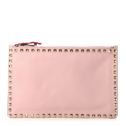 Valentino Garavani Vitello Large Rockstud Zip Pouch Water Rose 1 of 4