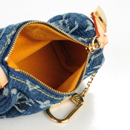 Louis Vuitton Monogram Denim Pochette Speedy PM Key Holder Blue 5 of 7