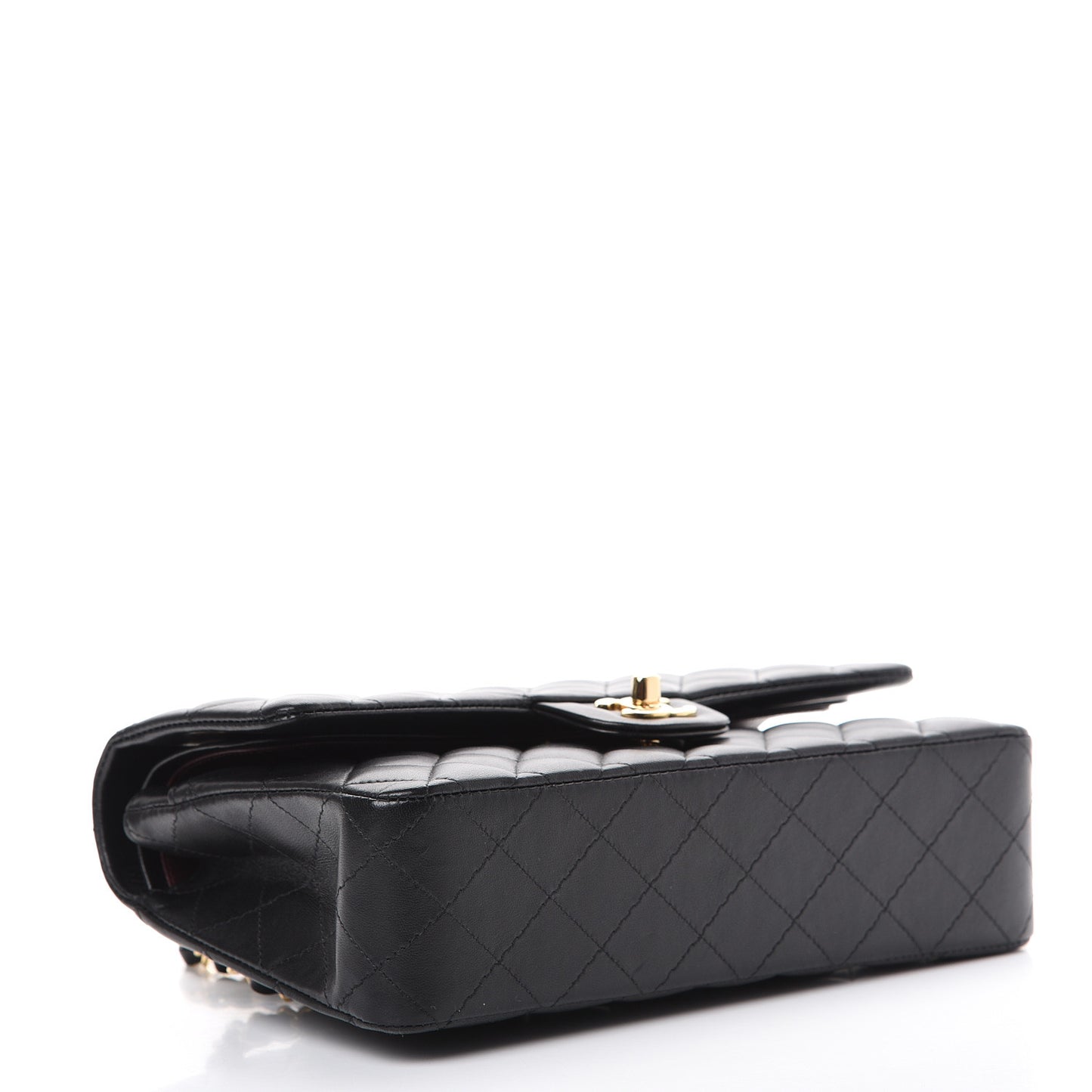 Lambskin Quilted Medium Double Flap Black