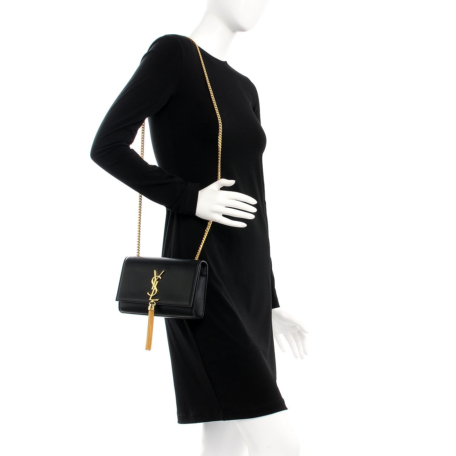 Saint Laurent Calfskin Monogram Medium Kate Tassel Satchel Black 2 of 6