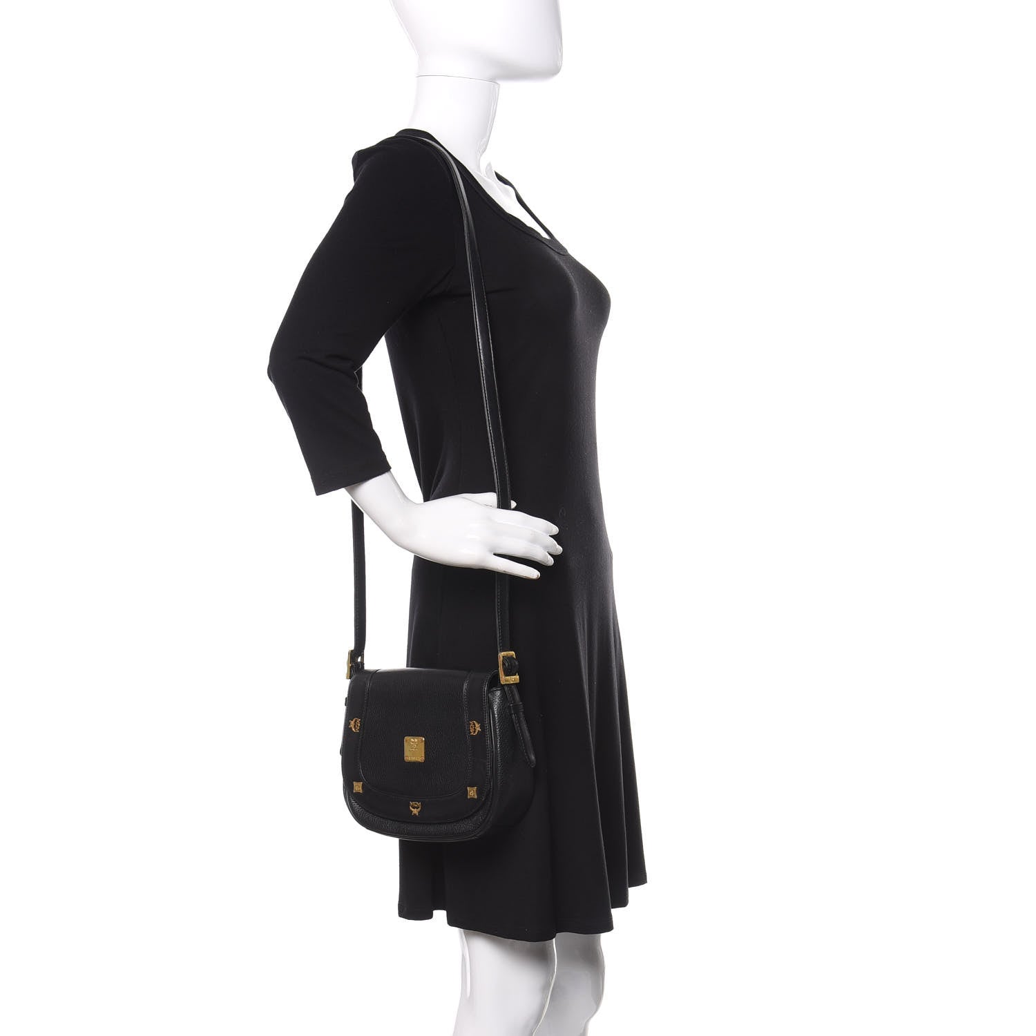 MCM Saffiano Studded Crossbody Black 2 of 12